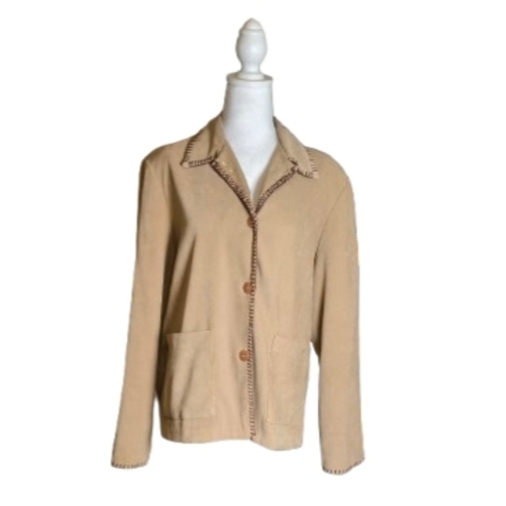 First Option Tan Jacket with Stitch Accents